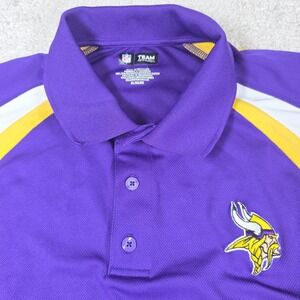 NFL‎ Minnesota Vikings Football Polo Shirt Mens Size XL Purple Logo Short Sleeve
